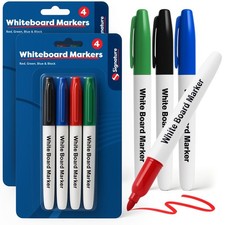 8-16 Multicolour Whiteboard Pens Fine Tip Bullet Markers Black Colour Easy Erase