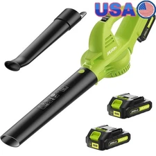 Cordless Leaf Blower 130MPH 180CFM Battery Powered W/ 2 Tubes & Charger New