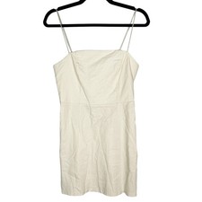 Urban Outfitters US 8 Cream Linen Blend Square Neck Cami Dress Summer Casual Zip