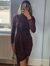 Lipsy Berry High Neck Dress XS BNWT – Draped, Ruched, Keyhole Back, Occasion