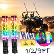 2x 1 3FT Thick LED Whip Spiral Chasing RGB Fat Whip Light For Can Am Polaris RZR