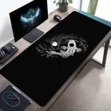 1pc Large Gaming Mouse Pad with Black  White Koi Fish Design - Non-Slip Washabl