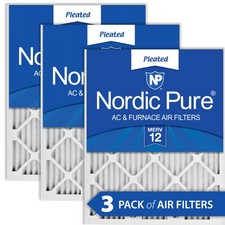 20x22x1 19 1/2x21 7/16 Pleated MERV 12 AC Furnace Filters 3 Pack