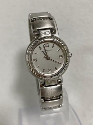 Balenciaga QZ Date Silver Dial Watch Model 01160265 Good Condition