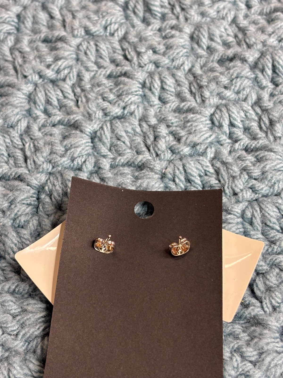 Square Statement Stud Earrings White Green Stripe… - image 2