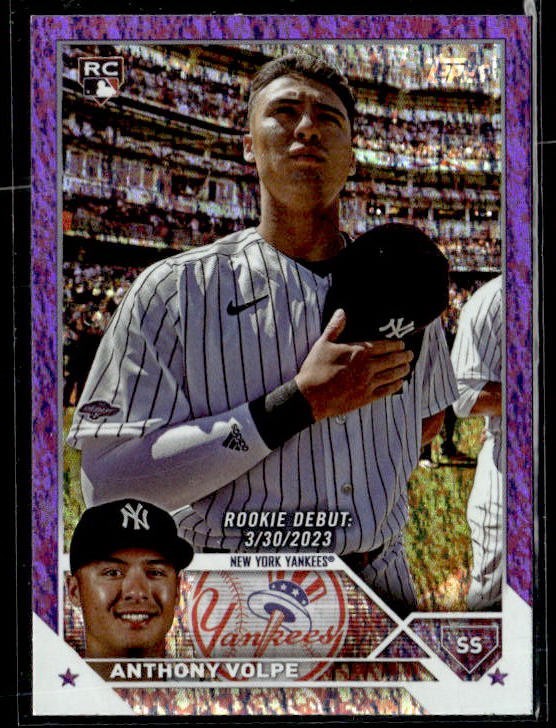 L82,203 - 2023 Topps Update Purple Foilboard #US77 Anthony Volpe /799