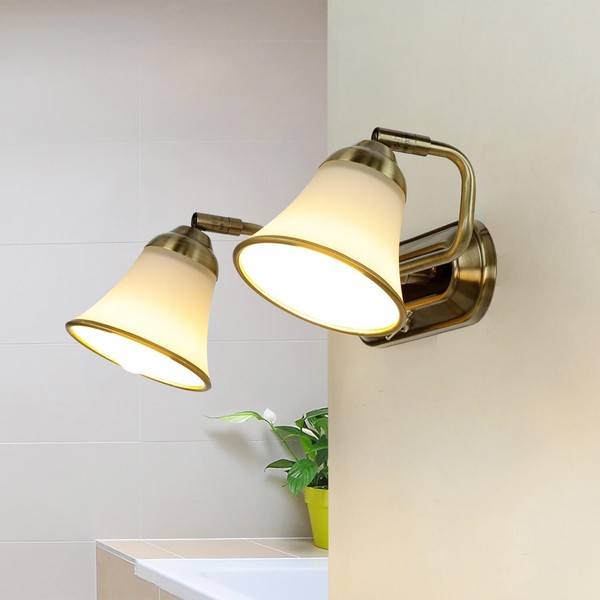 Edle Badleuchte Mit Schalter 2-Flammig Verstellbar Wand Raum Lampe Leuchte-image