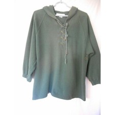 Green Hoodie Lace up Henley Sweatshirt Size M