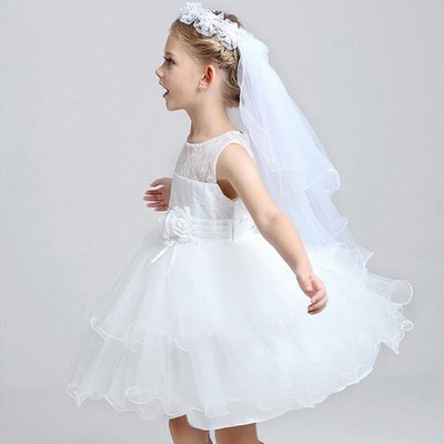 Baby Kid Flower Girl Lace Wedding Bride Garland Hair Headband Veil