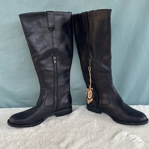 Born Shaunie Black Leather Knee High Women's Tall Riding Boot NWT Size 6 Wide - Picture 2 of 9