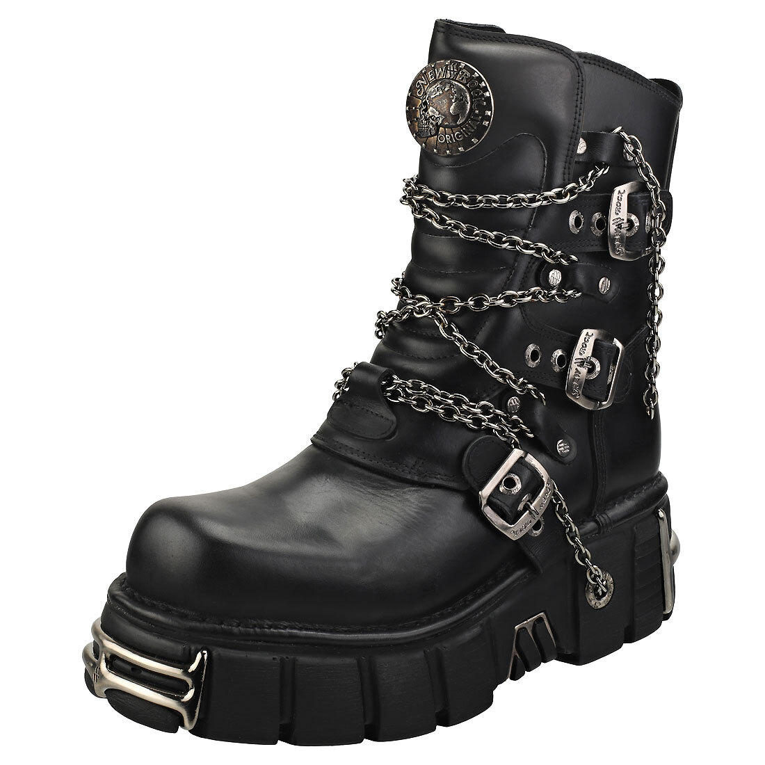 New Rock Straps And Chains Unisex Platform Boots in Black | eBay