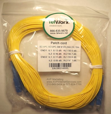 10M SC/UPC-SC/UPC FIBER OPTIC PATCH CORD,SM 9/125,2MM,DX