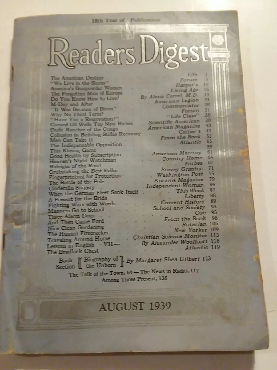 Readers Digest - August 1939 Volume 35 Number 208 GC