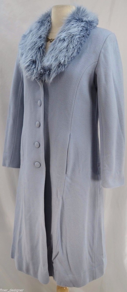 Rothschild wool coat faux fur collar winter jacket long coat Size