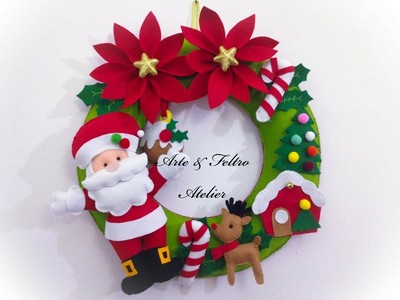 Stella Di Natale In Feltro Fai Da Te.Ghirlanda Natalizia Fuoriporta Natalizio Fatto A Mano Feltro E Pannolenci Ebay