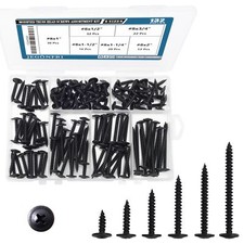  8 Modified Truss Head Black Wood Screws Assortment Kit 132 pcs Phillips Driv...