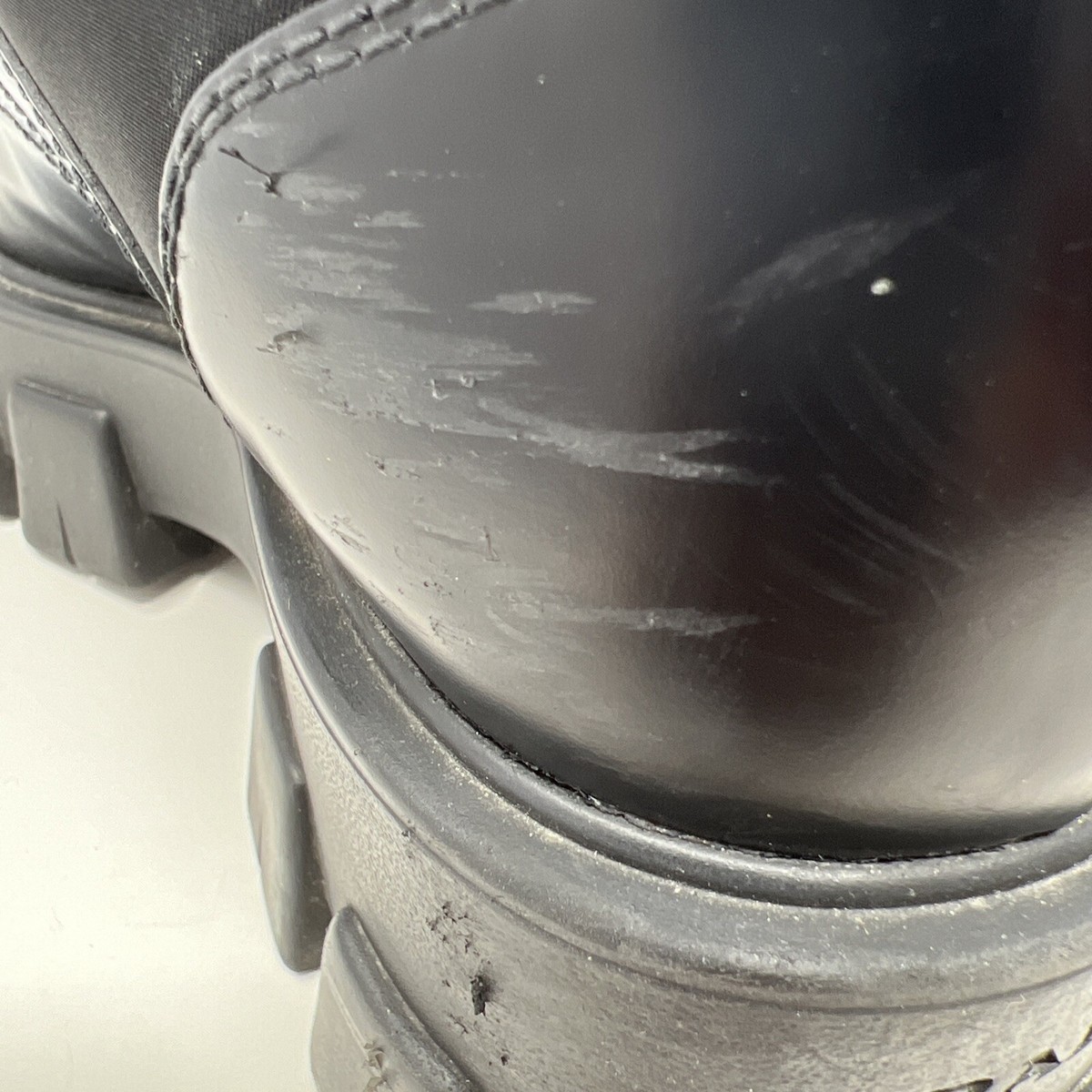 Prada Leather And Re-Nylon Boots With Pouch In Black - Size Prada Leather And Re-Nylon Boots With Pouch In Black - Size