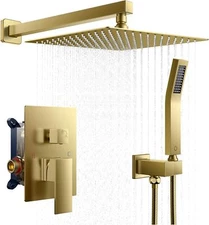 Rain Shower Head System 10'' Shower Faucet Set handheld Combo Valve & Trim Kit