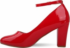 Women’s & Men’s Buckle Ankle Strap Mid Block Heel Shoes – Plus Size 3–12