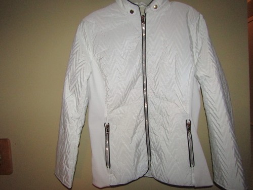 CAVALINI ORIGINAL Junior Petite Large WHITE Jacket Pockets FULL ZIP Quilted