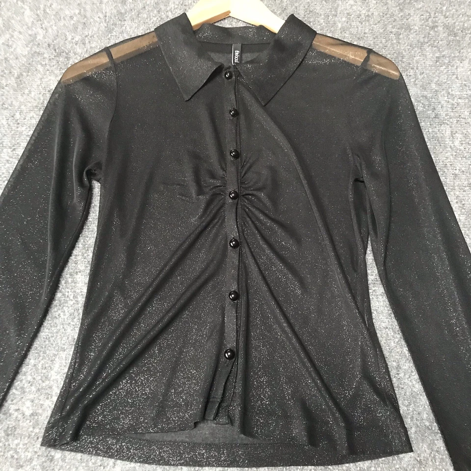 Blusa Camisa Blusa Y2K Trixxi Top Pequeña Pura Brillo Botón Gótica Carrera Rave Foto 2 de 4