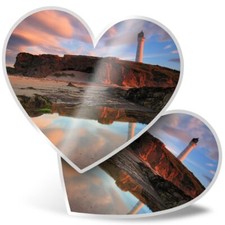 2 x Heart Stickers 15 cm - Lossiemouth Lighthouse Moray Scotland #16233