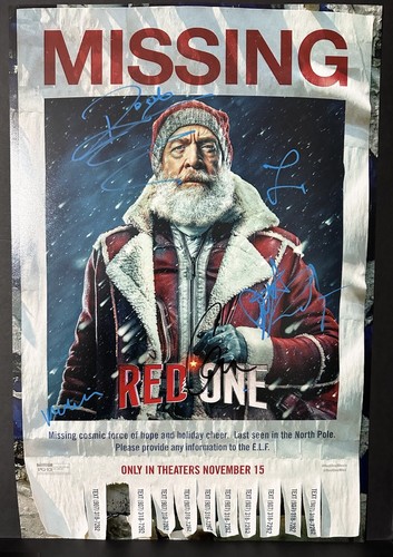 THE ROCK SIGNED RED ONE POSTER PHOTO 12X18 CHRIS EVANS AUTOGRAPH DWAYNE JOHNSON