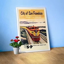 City of San Francisco Train, USA, 1960s — retro train poster, vintage train art