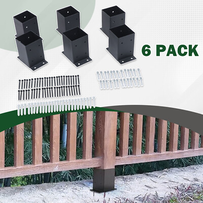 6 PCS 4 x 4 Post Base Post Anchor Bracket Fence Post Anchor for Deck Supports