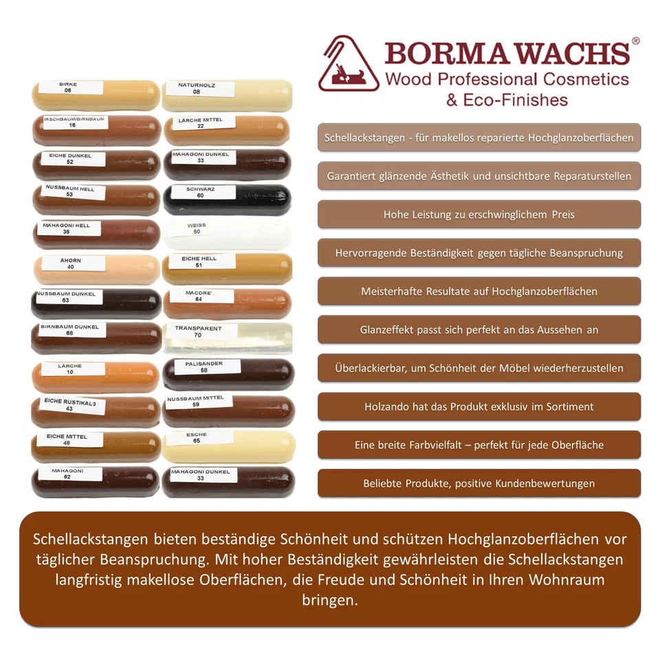 Schellackstangen Kitt Spachtel Holz Reparatur Set Schellack Stangen - Bild 2 von 3