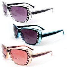 Bifocal Crystal Sun Readers Large Frame Women's Reading Sunglasses