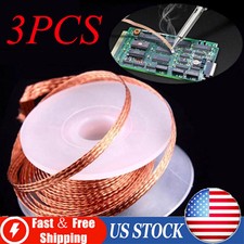 3PCS 2.0mm Desoldering Braid Wick Solder Remover w/ No Residue Rosin Flux 5 FT