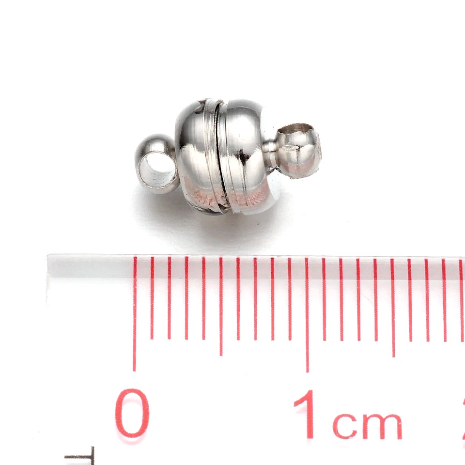 100 Sets Strong Brass Magnetic Clasps Oval Smooth Jewelry Closure Platinum 11mm - Image 4 of 4