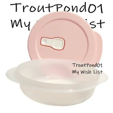 Tupperware Crystalwave Microwave Bowl  1 3/4 c Round Container Sheer Pastel Pink