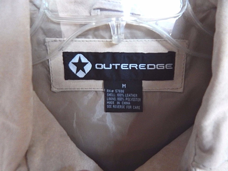 Outeredge Outer Edge Beige Snap-front Real Leather Fringed Size M Jacket EUC - Image 2 of 3