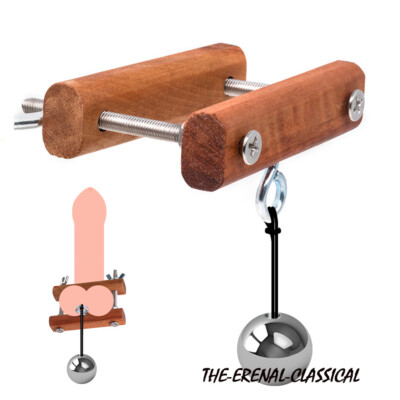 Wooden CBT Device Pendant Ball Testicles Stretcher Metal Ball Weight Training