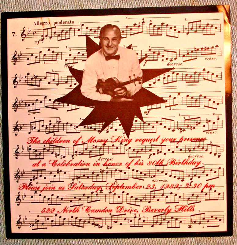 INVITE TO 80th B'day PARTY/MORRY KING IN BEVERLY HILLS/SEPT. 23, 1989/MUSICAL!