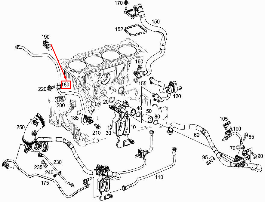 Neu MERCEDES-BENZ E-Coupé C238 Kurbelgehäuse-Entlüftungsleitung A2740180121