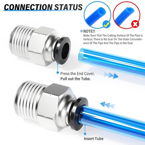 (Qty 10) OD 1/4" Tube x 1/4" NPT Pneumatic Fitting, Push To Connect Air Fitting - Picture 4 of 7