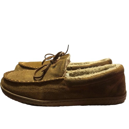 New HomeTop Men Size 10 Brown Faux Suede Fur Lined Memory Foam Moccasin Slippers New HomeTop Men Size 10 Brown Faux Suede Fur Lined Memory  main image 3