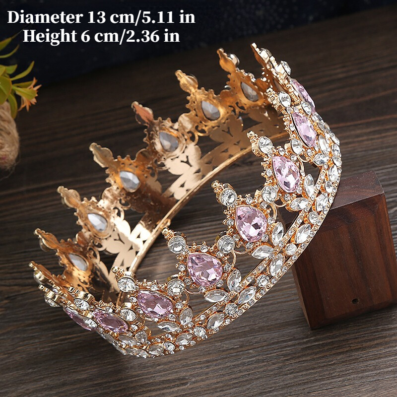 Handmade Crystal Rhinestone Crown Baroque Diamonds Tiara  display picture 2