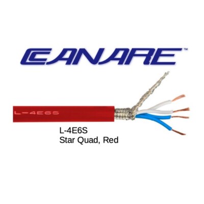 Canare L-4E6S Star Quad Mic Cable, Red   Per 10 foot length, bulk