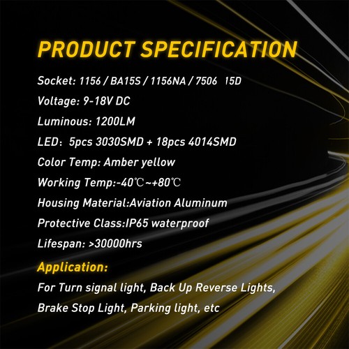 AUXITO 1156 12496 Amber LED Turn Signal Light Bulb Error Free Anti Hyper Flash H - Picture 9 of 16