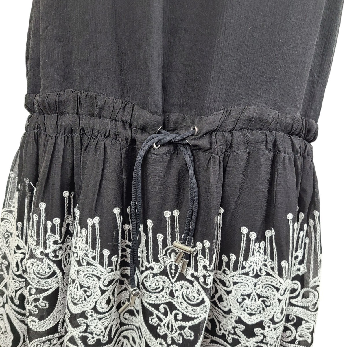 Jonathan Simkhai Black & White 100% Silk Dress Embroidered Size Small