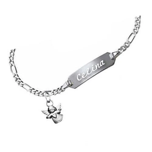 SILBERPOINT Babyarmband,Namensarmband Mit SCHUTZENGELHERZ-ECHT SILBER-GRAVUR