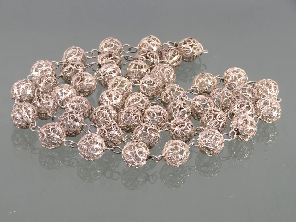 Filigrana Argento Catena ° Portugal 833/1000 Extra Lungo ° Sfera - Immagine 3 di 4