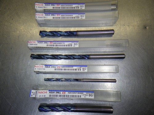 Lot Of 5 NEW! Assorted Nachi Carbide Aqua Drill EX -Various Size (As Shown)