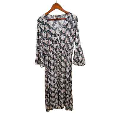 Lucky Brand Women's Long Sleeve Maxi Dress Bohemian Multi Floral Size  Medium