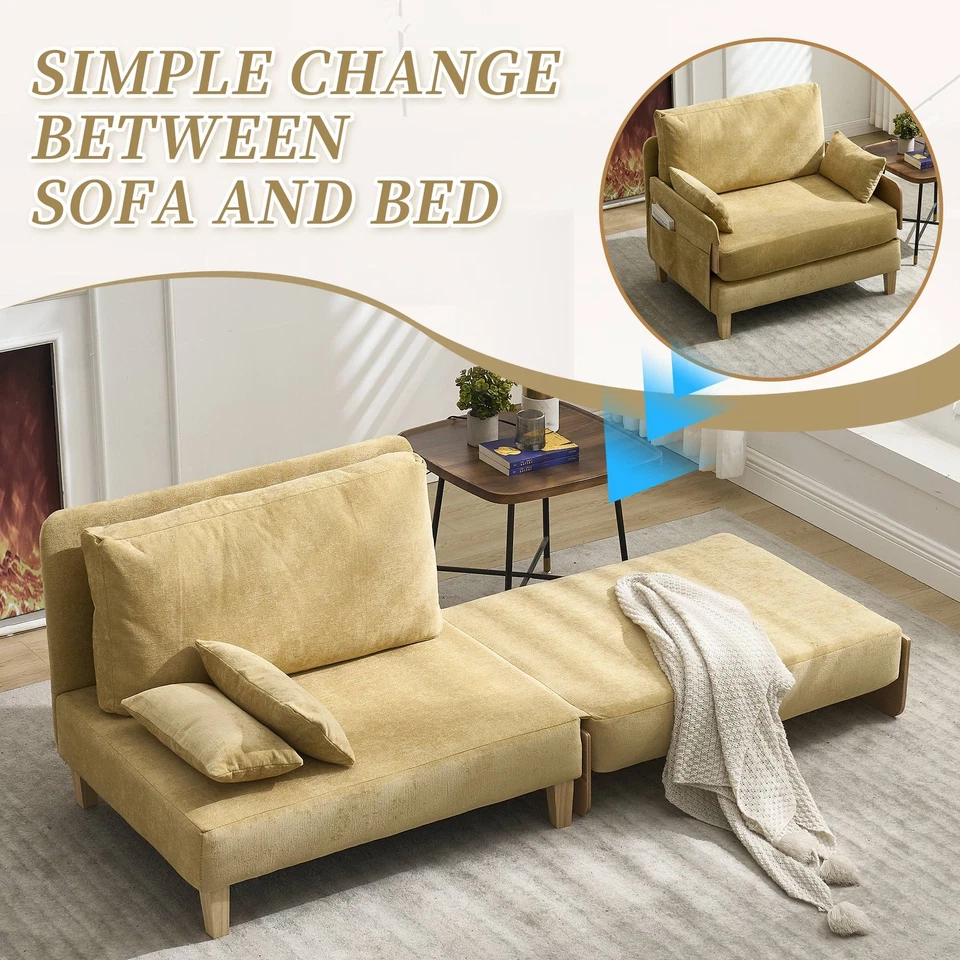 Sofá cama reclinable plegable, cama convertible 3 en 1, con/almohadas para dormitorio Foto 4 de 4