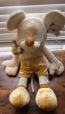 Golden Disney Holiday Mickey Mouse Plush Gold Cream Stuffed Toy 28" Disney Store